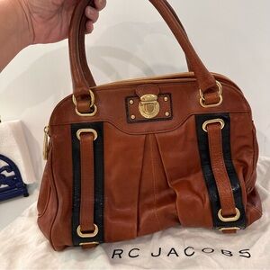 MARC JACOBS Leather Hudson Tote Bag Handbag Top Handle Chestnut Shoulder